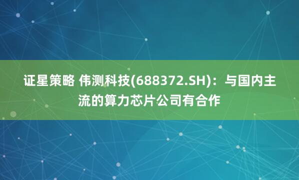 证星策略 伟测科技(688372.SH)：与国内主流的算力芯片公司有合作