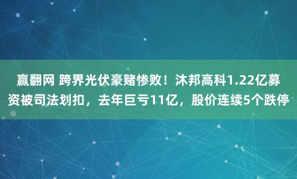 赢翻网 跨界光伏豪赌惨败！沐邦高科1.22亿募资被司法划扣，去年巨亏11亿，股价连续5个跌停
