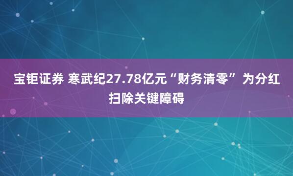 宝钜证券 寒武纪27.78亿元“财务清零” 为分红扫除关键障碍